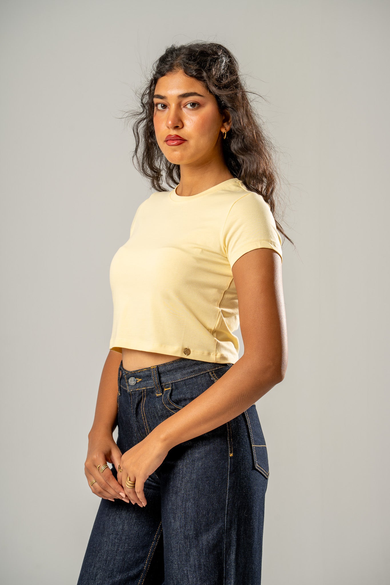 Basic Crew Neck Cropped T-shirt